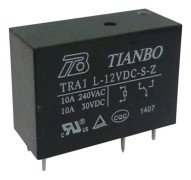 Tianbo Electronics TRA1 L-12VDC-S-Z Kretskort-relä 12 V/DC 12 A 1 switch 1 st