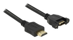 Delock HDMI Förlängningskabel HDMI-A-kontakt, HDMI-A uttag 1.00 m Svart 85102 skruvbar, guldpläterad kontakt HDMI-kabel