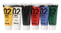  A-Color akrylfärg, standardfärger, 02 - Matt, 6x20ml