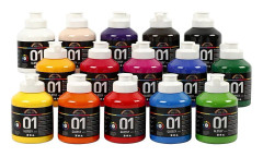 A-color akrylfärg, mixade färger, 01 - blank, 15x500ml