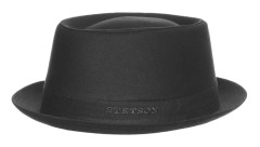 Stetson - Svart porkpie Hatt - Cotton Black Pork Pie @ Hatstore
