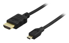 Deltaco HDMI-kabel hane till HDMI-Micro hane - 3m - Svart