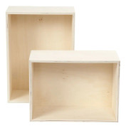 Förvaringslådor, rektangel, H: 27+31 cm, B: 19,5+22,5 cm, plywood, 2st., djup 12,5 cm
