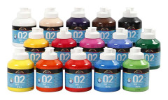 A-color akrylfärg (plakatfärg), mixade färger, 02 - matt, 15x500ml