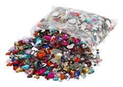  Rhinestones, dia. 6+10+14 mm, mixade färger, Hjärta, 2520mix.