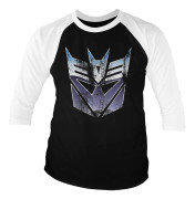 Transformers - Distressed Decepticon Shield Baseball 3/4 Sleeve Tee White-Black Large