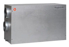 Nilan Comfort 300 LR ventilationssystem, takmodell med CTS602 ljusprint och HMI-panel. Luftflöde 275 m³/h vid/70 Pa och SEL 1000 J/m³.