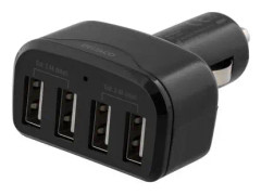 med 4 USB-uttag, 5V, silver