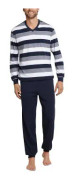 Schiesser Day and Night Long Pyjama With Cuffs Mörkblå Small Herr