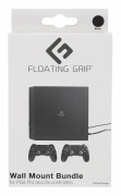 PS4 Pro- and controler wall mounts by FLOATING GRIP® - Bundle, Black
