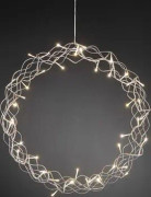 Krans metall 48 varmvit LED 45cm silver