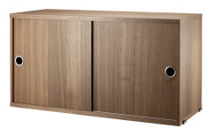 Skåp m skjutdörrar 78x30x42 valnöt