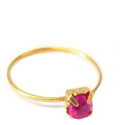 Barnring Guldpläterad Cerise sten