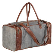 vidaXL Weekendväska mörkgrå 54x23x52 cm kanvas och äkta läder