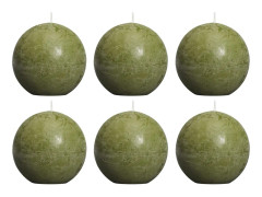 Bolsius Rustika klotljus 6 st 80 mm olivgrön
