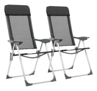 vidaXL Hopfällbara campingstolar 2 st aluminium svart