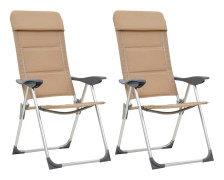 vidaXL Campingstolar 2 st aluminium gräddvit 58x69x111 cm