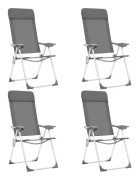 vidaXL Hopfällbara campingstolar 4 st aluminium grå
