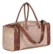vidaXL Weekendväska brun 54x23x52 cm kanvas och äkta läder