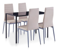 vidaXL Matbord och stolar 5 delar cappuccino