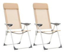 vidaXL Hopfällbara campingstolar 2 st aluminium gräddvit