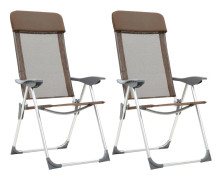 vidaXL Hopfällbara campingstolar 2 st aluminium brun