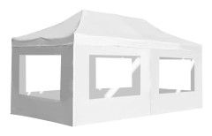 vidaXL Hopfällbart partytält med väggar aluminium 6x3 m vit