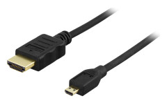 DELTACO HDMI-kabel, 1.4+E, 19-pin ha-Micro 19-pin ha, 1080p, svart, 2m
