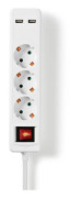 Grenuttag NEDIS 3-väg + 2 USB