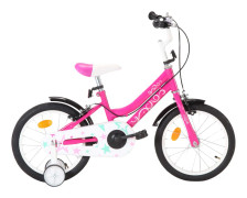 vidaXL Barncykel 16 tum svart och rosa
