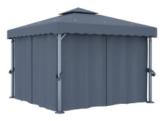 vidaXL Paviljong med draperi 3x3 m antracit aluminium