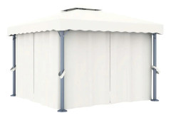 vidaXL Paviljong med draperi 3x3 m gräddvit aluminium