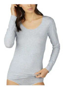 Mey Cotton Pure Long-Sleeved Top Gråmelerad bomull 36 Dam