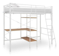 vidaXL Våningssäng med bord vit metall 90x200 cm
