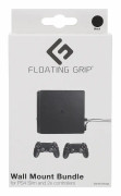  PS4 Slim- and controler wall mounts by FLOATING GRIP® - Bundle, Black