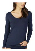Mey Cotton Pure Long-Sleeved Top Midnattsblå bomull 44 Dam