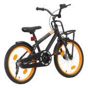 vidaXL Barncykel med frampakethållare 18 tum svart och orange