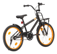 vidaXL Barncykel med frampakethållare 20 tum svart och orange