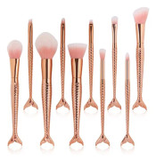 10 st. Rose Gold Mermaid sminkborstar