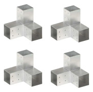 vidaXL Stolpbeslag 4 st Y-form galvaniserad metall 81x81 mm