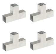 vidaXL Stolpbeslag 4 st T-form galvaniserad metall 71x71 mm