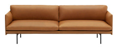 Outline 3-Seater / Black Base Refine Leather Cognac