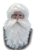 peruk med skägg Santa 40 cm syntetvitt