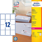 Adresslappar avery, för laser, 63,5 x 72,0 mm, låda med 1.200 st.