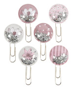 Shaker Clips, L: 49 mm, 25 mm, Beige, Brown, Rose, White, 6 pc, 1 Pack