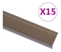 vidaXL L-formade halkskydd för trapp 15 st aluminium 90 cm brun