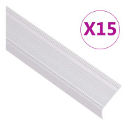 vidaXL L-formade halkskydd för trapp 15 st aluminium 90 cm silver