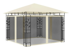 vidaXL Paviljong med myggnät 3x3x2,73 m gräddvit 180 g/m²