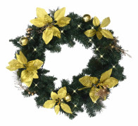 vidaXL Julkrans med LED grön 60 cm PVC