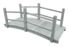 vidaXL Trädgårdsbro grå 140x60x56 cm massivt granträ